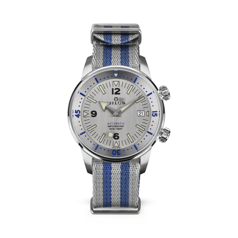 NATO-Armband - Silber & Blau 